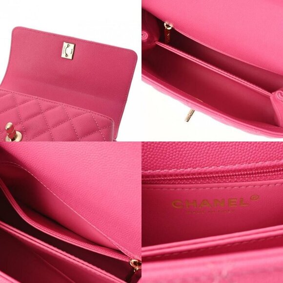 Authentic CHANEL Lambskin Quilted XS Mini Top Handle Rectangular Flap Bag Pink - Picture 6 of 11